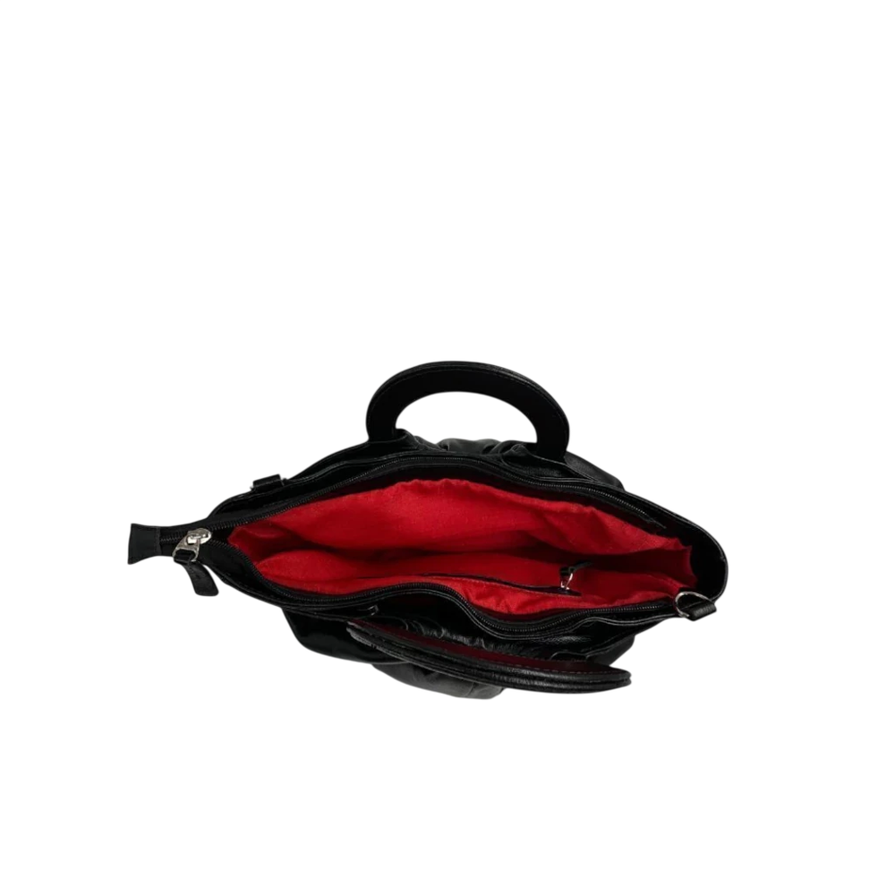 Bolsa Couro Com Pregas