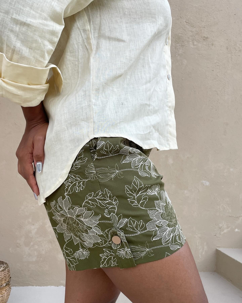 Short Linho Bordado