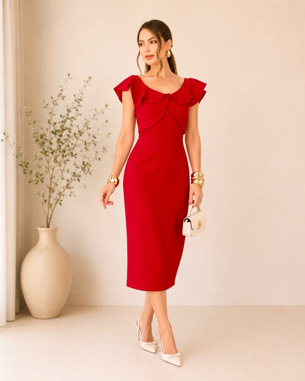 Vestido Md C/Babado Gola 
