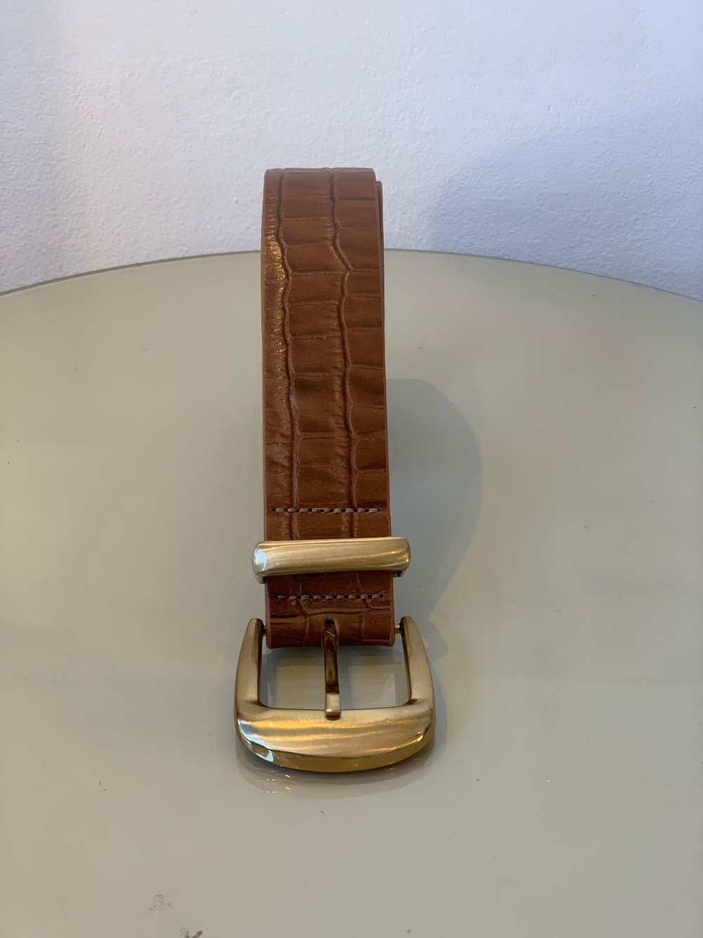 Cinto couro text dour 4cm