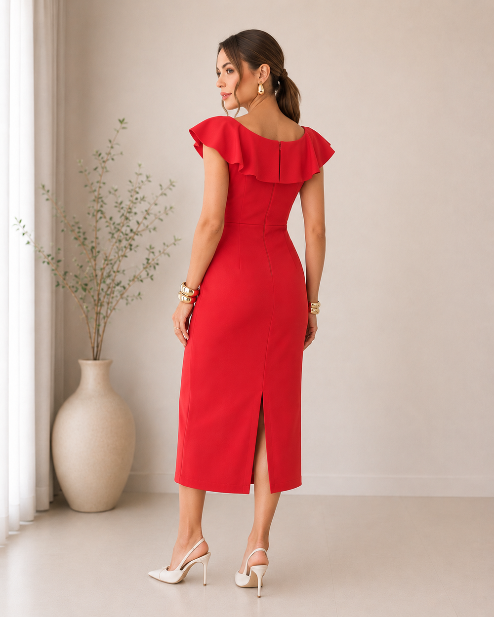 Vestido Md C/Babado Gola 