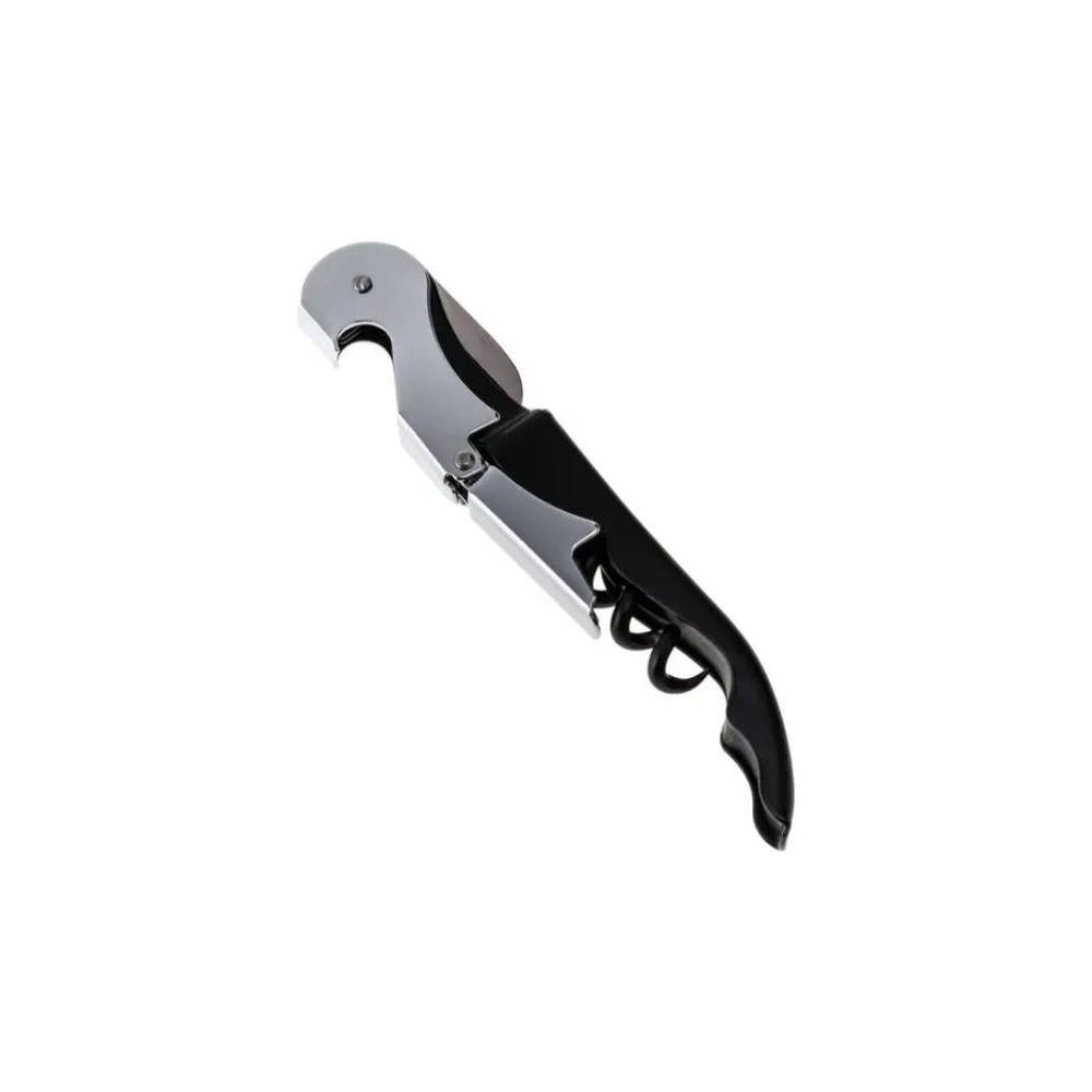 ABRIDOR DE GARRAFAS SACA ROLHAS AÇO INOX PRETO