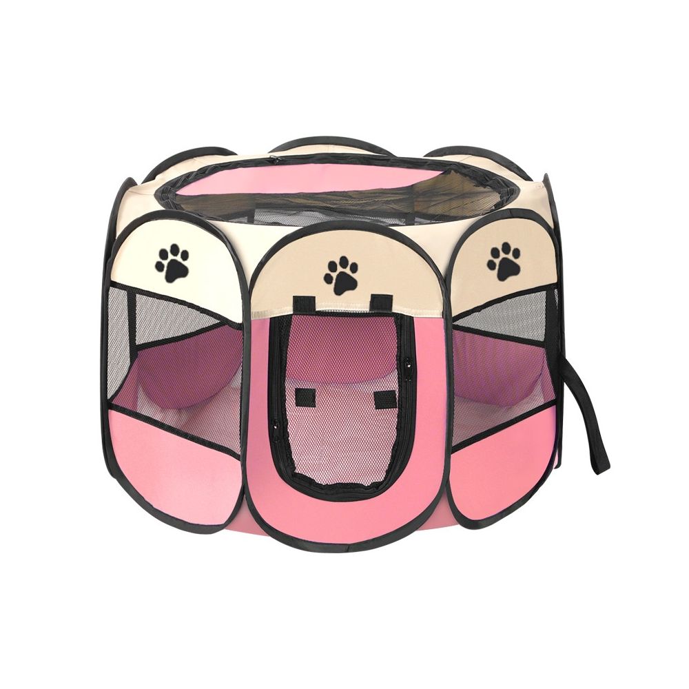 Cercado Dobrável Tamanho G Para Cães Gatos Portátil Arejado - Rosa