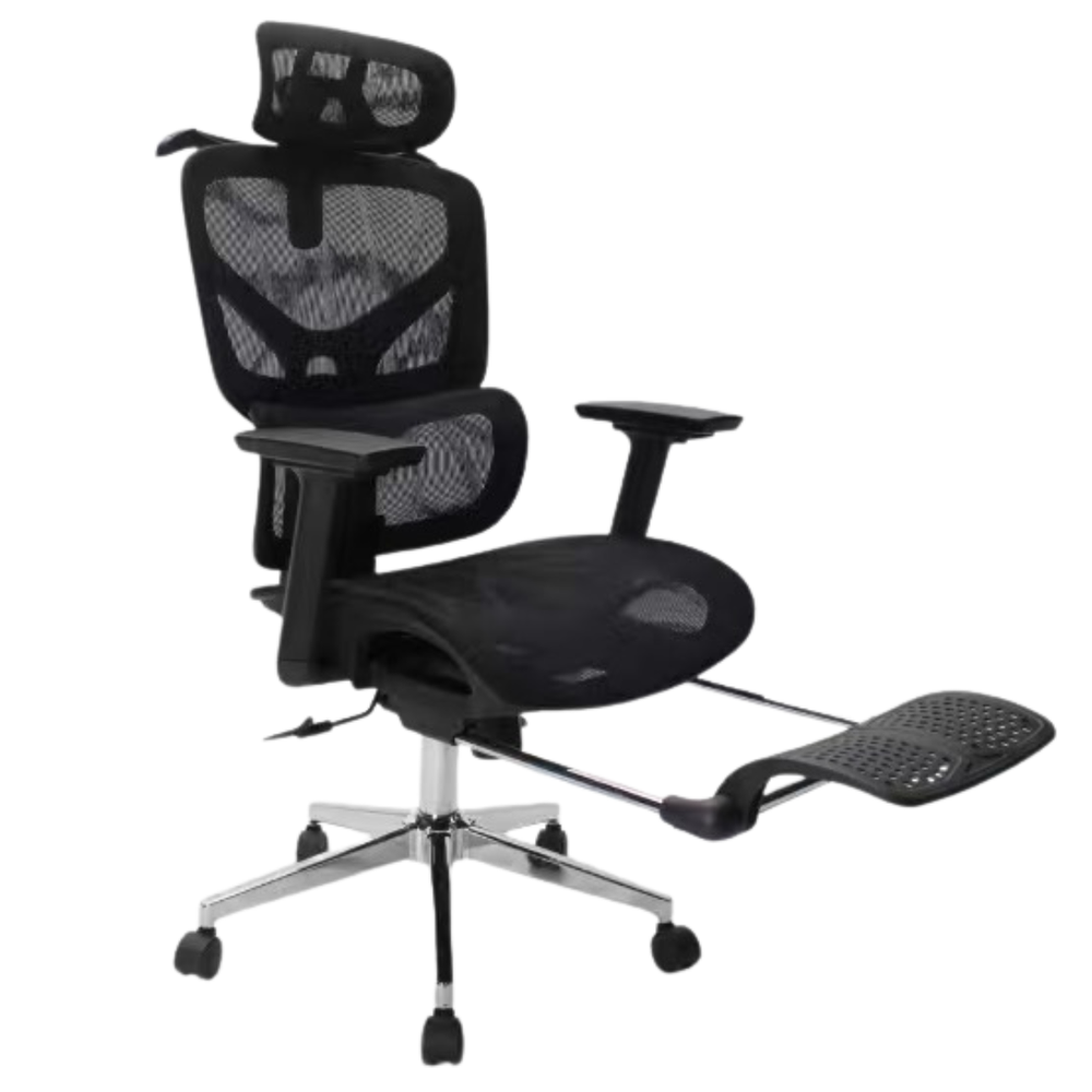 Cadeira Para Escritorio Ergonômica Premium Ajuste Lombar Preto Mesh