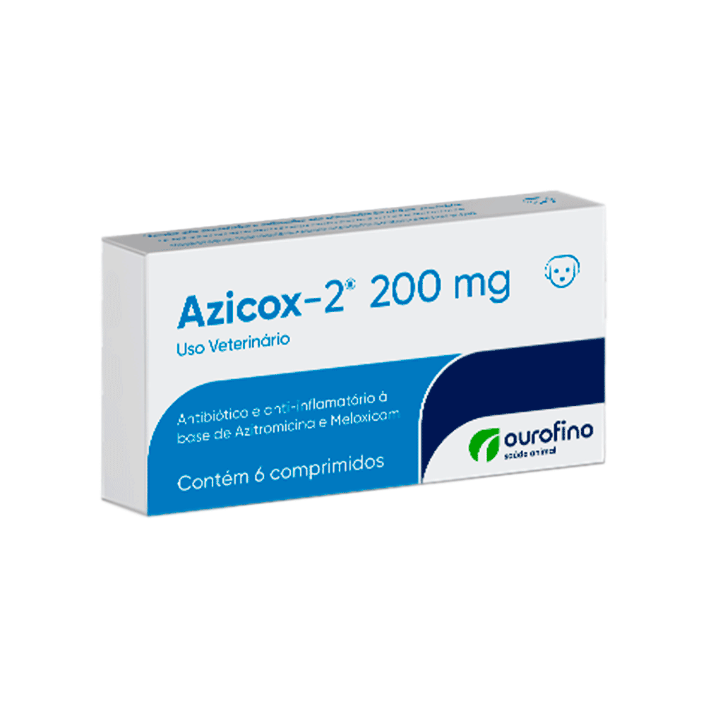 Antibiótico e Anti-inflamatório Ourofino Azicox 2 - Cães e Gatos - 200 ...
