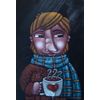Clayton Silva - Hora do Café - Inverno em Campos do Jordão -  Óleo sobre tela - 30x20cm - a.n.v_com_moldura