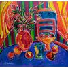 Quinho Miranda - Vaso de Flor - Acrílica sobre tela - 100x100cm - a.c.i.e e verso_com_moldura