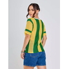 Camisa Tricot Brasil Tecido Vazado Decote V Malhado Look Brasil Copa Verde e Amarelo