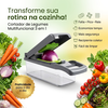 Cortador de Legumes Multifuncional com Recipiente – Fatiador, Picador e Ralador de Vegetais