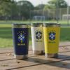 Copo Térmico Seleção Brasil Cbf Com Tampa E Abridor 473ml Amarelo