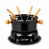 Jogo de Fondue em Aço Carbono com Suporte, Queimador e 6 Garfos – Conjunto Completo para Queijo e Chocolate