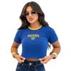 Blusinha Cropped Canelada Feminina Brasil Torcida Copa 