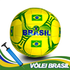 Kit Bola Brasil Vôlei Praia Quadra World Cup Amarela + Bomba