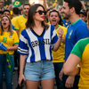 Blusa Brasil Feminina Tricô Manga Ampla Estilosa Casual Azul e Branca