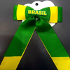 Kit com 3 Presilha De Cabelo Laço Copa Brasil