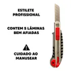 Estilete Profissional 18mm Metal Trava Emborrachado 5 Lâmina