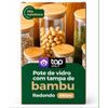 Pote de Vidro Redondo 690ml com Tampa de Bambu Hermética – Organizador para Mantimentos | Top Útil