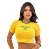 Blusinha Cropped Canelada Feminina Brasil Torcida Copa Top amarela