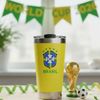 Copo Térmico Seleção Brasil Cbf Com Tampa E Abridor 473ml Amarelo