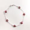 Pulseira de Olho Grego Vermelho em Prata