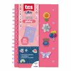 Caderno Pautado Picky Holic Charm - A5 - 80 Folhas Rosa - Capa de Silicone - Com 6 Pins - Tris