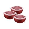 JOGO DE POTES TRAMONTINA MIXCOLOR EM POLIPROPILENO VERMELHO COM TAMPA TRANSPARENTE 300ML 3 PEÇAS