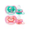 CHUPETAS AVENT SILICONE MENINA 18 MESES+ KIT 2UN + ESTOJO