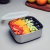 JOGO DE POTES TRAMONTINA FREEZINOX QUADRADOS EM AÇO INOX COM TAMPA PLÁSTICA 3 PEÇAS