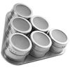 JOGO 6 PORTA CONDIMENTOS INOX COM SUPORTE TRIANGULAR PRATA MIMO STYLE