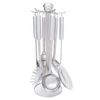 KIT DE UTENSILIOS DE COZINHA INOX 7 PÇS + SUPORTE GIRATORIO