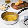 FRIGIDEIRA TRAMONTINA DUO SILICONE EM AÇO INOX FUNDO TRIPLO COM TAMPA E CABO DE SILICONE  INDUÇÃO 20CM 2,1 L
