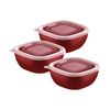 JOGO DE POTES TRAMONTINA MIXCOLOR EM POLIPROPILENO VERMELHO COM TAMPA TRANSPARENTE 600ML 3 PEÇAS