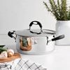 CAÇAROLA TRAMONTINA DUO SILICONE RASA EM AÇO INOX FUNDO TRIPLO COM TAMPA E ALÇAS EM SILICONE 16CM 1,4L