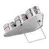 JOGO 6 PORTA CONDIMENTOS INOX COM SUPORTE TRIANGULAR PRATA MIMO STYLE