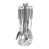 KIT DE UTENSILIOS DE COZINHA INOX 7 PÇS + SUPORTE GIRATORIO