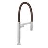 Toneira De Mesa Para Cozinha Bica Alta Colore Cromado E Marrom