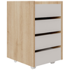 Gaveteiro Volante com 4 Gavetas 40x45cm - Linha Beta (Madeiro - Branco)