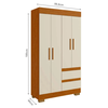 Guarda Roupas/Roupeiro Acp Maya 4 Portas MDP - Cinamomo/Off White