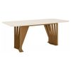 Mesa Henn Adriana 2000mm Canto Arredon c/ Vidro Nature/Off White + Cadeira Henn Anne 2 Unid Nature/Courano/Linho