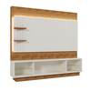 Estante Home Guaíba, Para Tv Até 65, 200cm, Cor: Off White / Amêndoa - Mobler