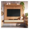 Painel Pradel Suspenso Ripado 183Cm Com Duas Gavetas + Led - Freijo/Off White