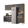 Cozinha Compacta Nicioli Fit Com Balcão Fit - Freijo/Chumbo Pta de Vidro