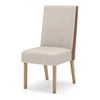 Mesa Henn Adriana 2000mm Canto Arredon c/ Vidro Nature/Off White + Cadeira Henn Anne 2 Unid Nature/Courano/Linho