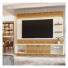 Estante Home Guaíba, Para Tv Até 65, 200cm, Cor: Off White / Amêndoa - Mobler