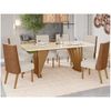 Mesa Henn Adriana 2000mm Canto Arredon c/ Vidro Nature/Off White + Cadeira Henn Anne 2 Unid Nature/Courano/Linho
