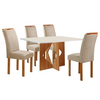 Mesa Cel Moveis Milao 1,20Mx0,80M Tampo Londres Plus Vdo Off + 04 Cadeiras Londres - Tecido 171 Cinamomo