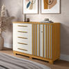 Comoda Acp Bella 5 Gavetas Com Sapateira - Cinamomo/Off White