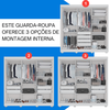 Guarda Roupas/Roupeiro Salleto Atenas 3 Portas Com Pes/Com Espelho - Branco