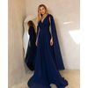 Vestido Manga Capa Azul Marinho