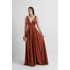 Vestido Cetim Com Pala Terracota